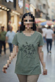 تیشرت زنانه وارداتی یقه گرد سبز برند BELOVED پنبه نیم آستین