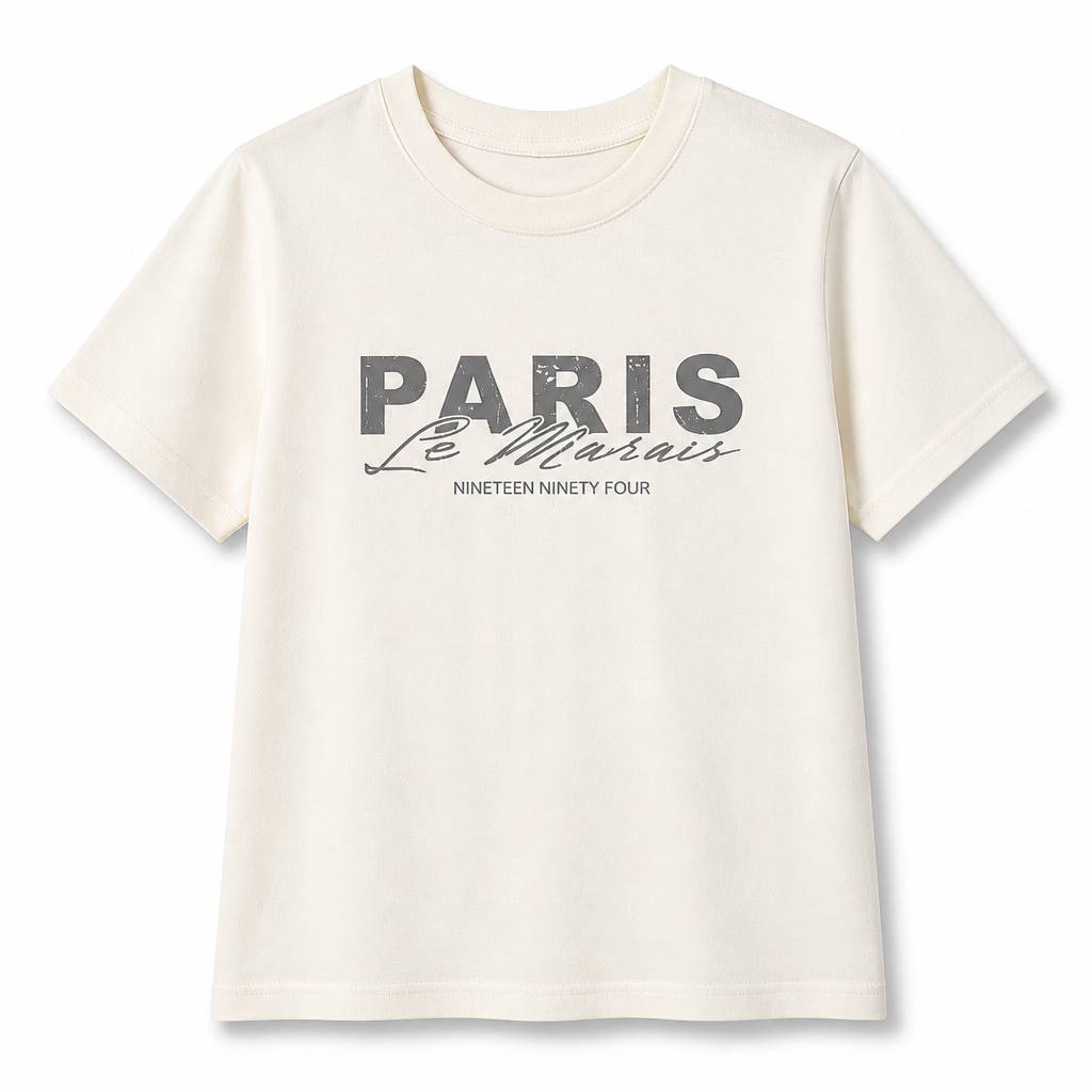 تیشرت زنانه سفید شیری PRIMARK پنبه چاپ PARIS
