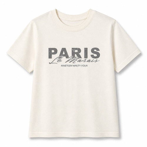 تیشرت زنانه سفید شیری PRIMARK پنبه چاپ PARIS