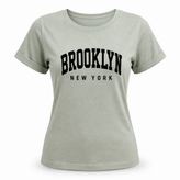 تیشرت زنانه ZARA اورجینال سبز سدری چاپ BROOKLYN