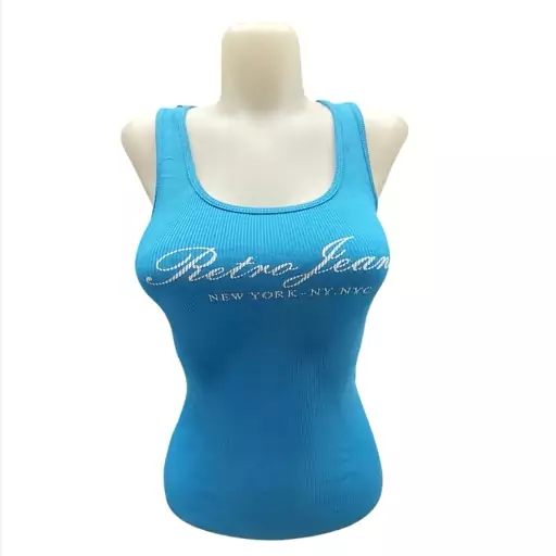 تاپ کبریتی پشت قهرمانی وارداتی برند RETRO JEANS آبی