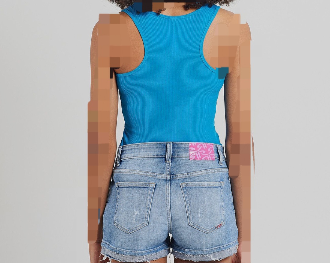 تاپ کبریتی پشت قهرمانی وارداتی برند RETRO JEANS آبی