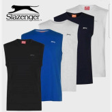 تیشرت آستین حلقه ای مردانه مشکی پنبه SLAZENGER