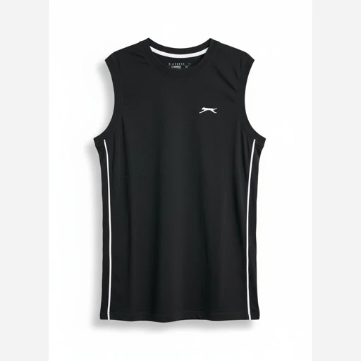 تیشرت آستین حلقه ای مردانه  مشکی پنبه  SLAZENGER