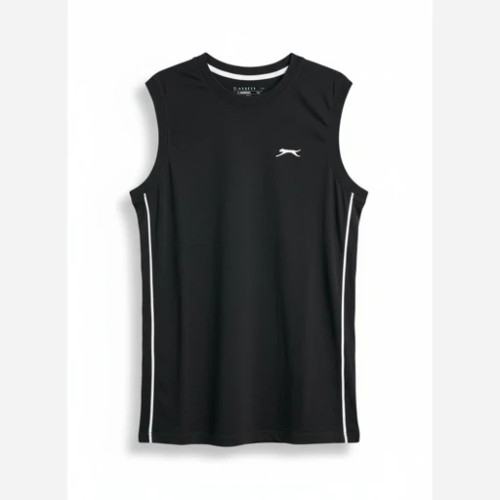 تیشرت آستین حلقه ای مردانه مشکی پنبه SLAZENGER