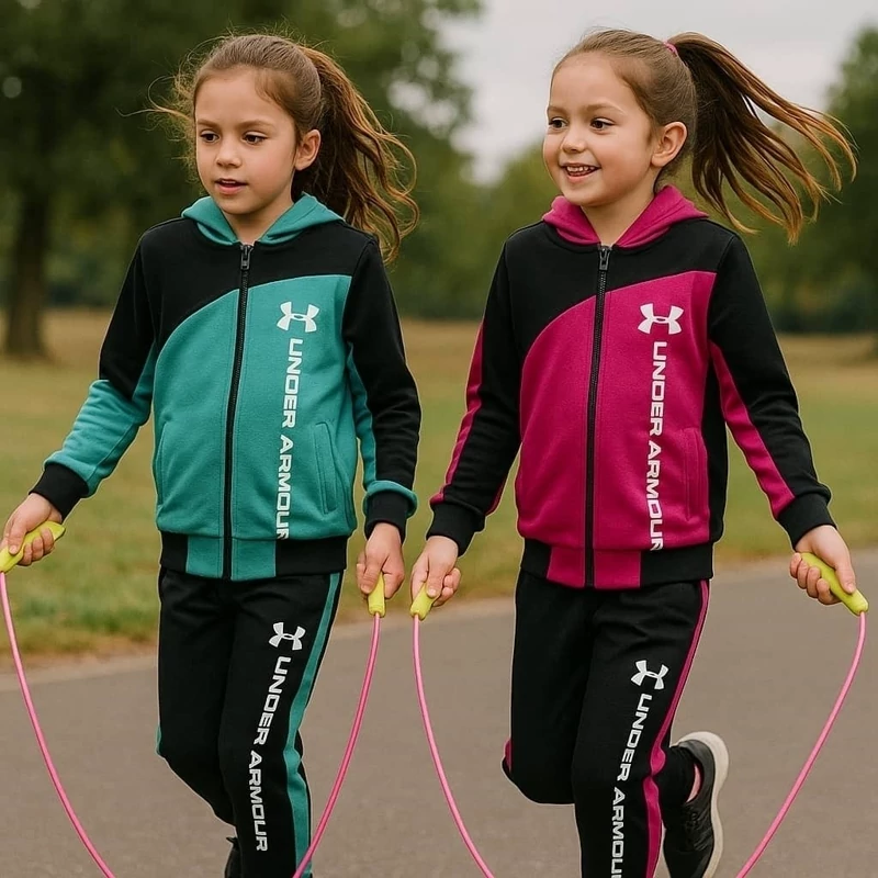 ست 2 تکه سوییشرت و شلوار  ورزشی دخترانه گلکسی پنبه