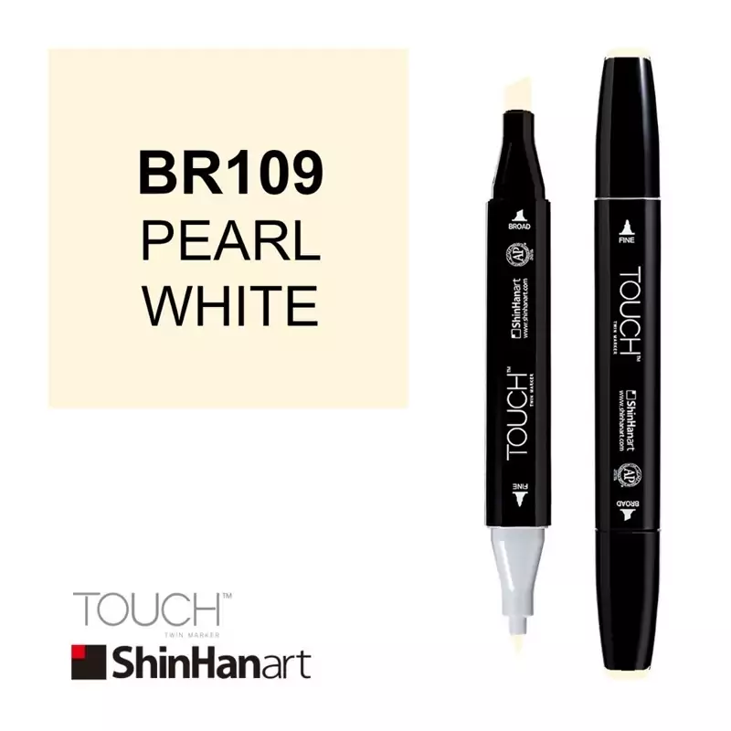 ماژیک راندو دو سر برند تاچ بدنه مشکی Shinhanart BR109 PEARL WHITE
