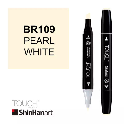 ماژیک راندو دو سر برند تاچ بدنه مشکی Shinhanart BR109 PEARL WHITE