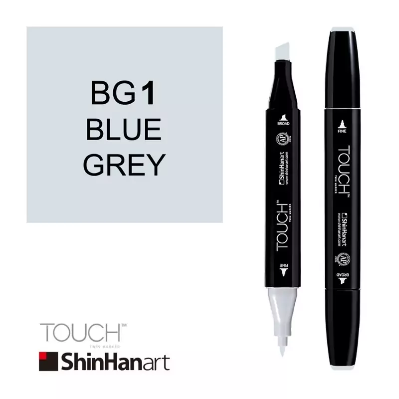 ماژیک راندو دو سر برند تاچ بدنه مشکی Shinhanart BG1 BLUE GRAY