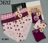 شورت عروسکی نخی سایز بزرگ وارداتی برند DENIZ کد 2990۲پک 2 عددی