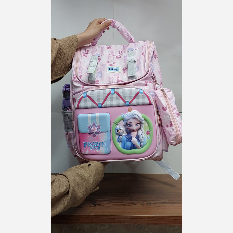 کوله پشتی مدرسه دخترانه صندوقی طرح FROZEN کد 327/2
