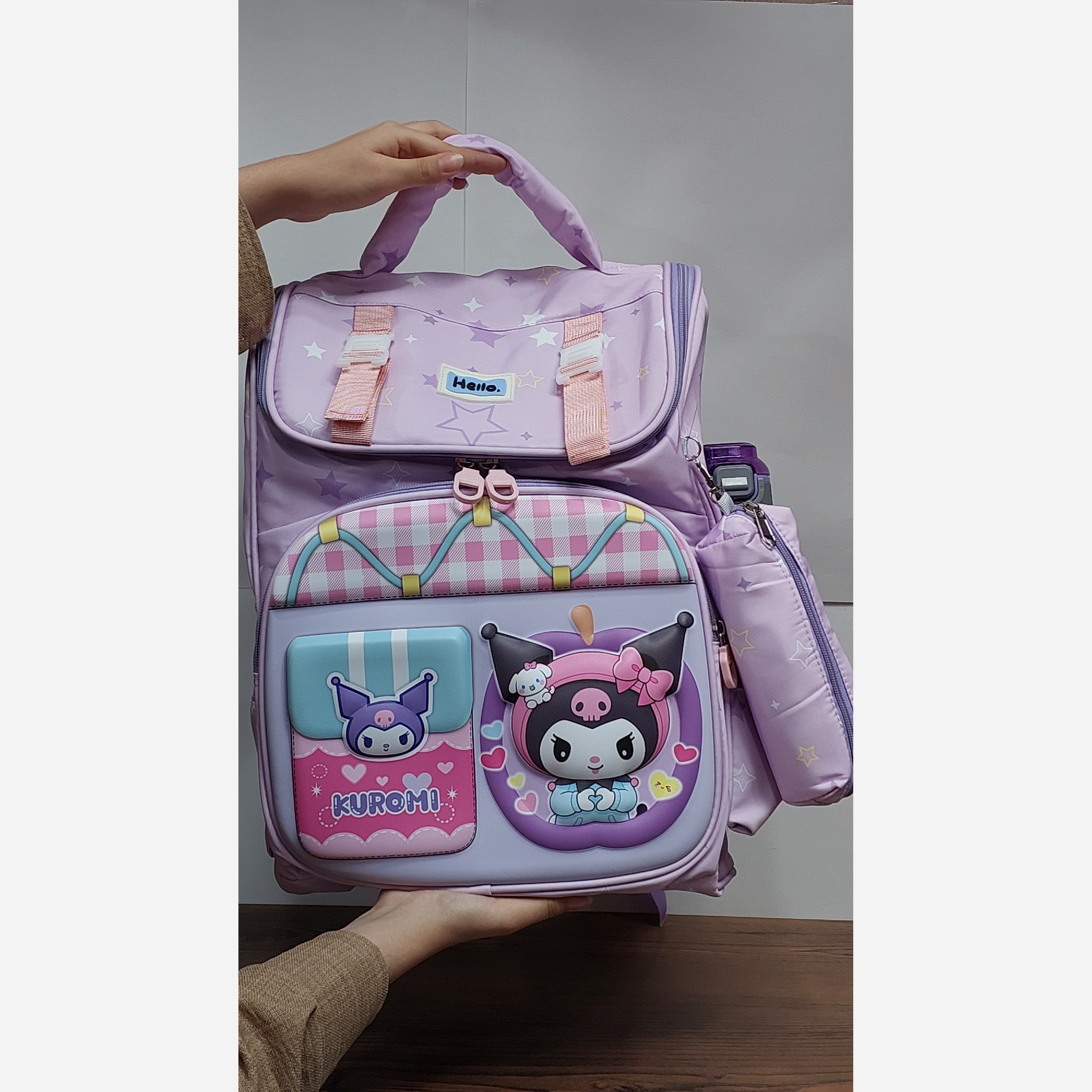 کوله پشتی مدرسه دخترانه صندوقی طرح KUROMI کد 327/1