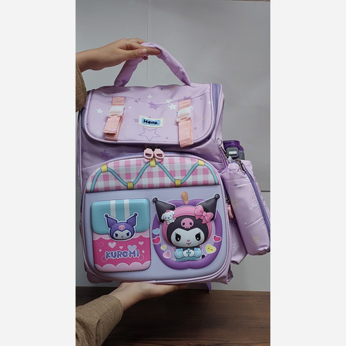 کوله پشتی مدرسه دخترانه صندوقی طرح KUROMI کد 327/1