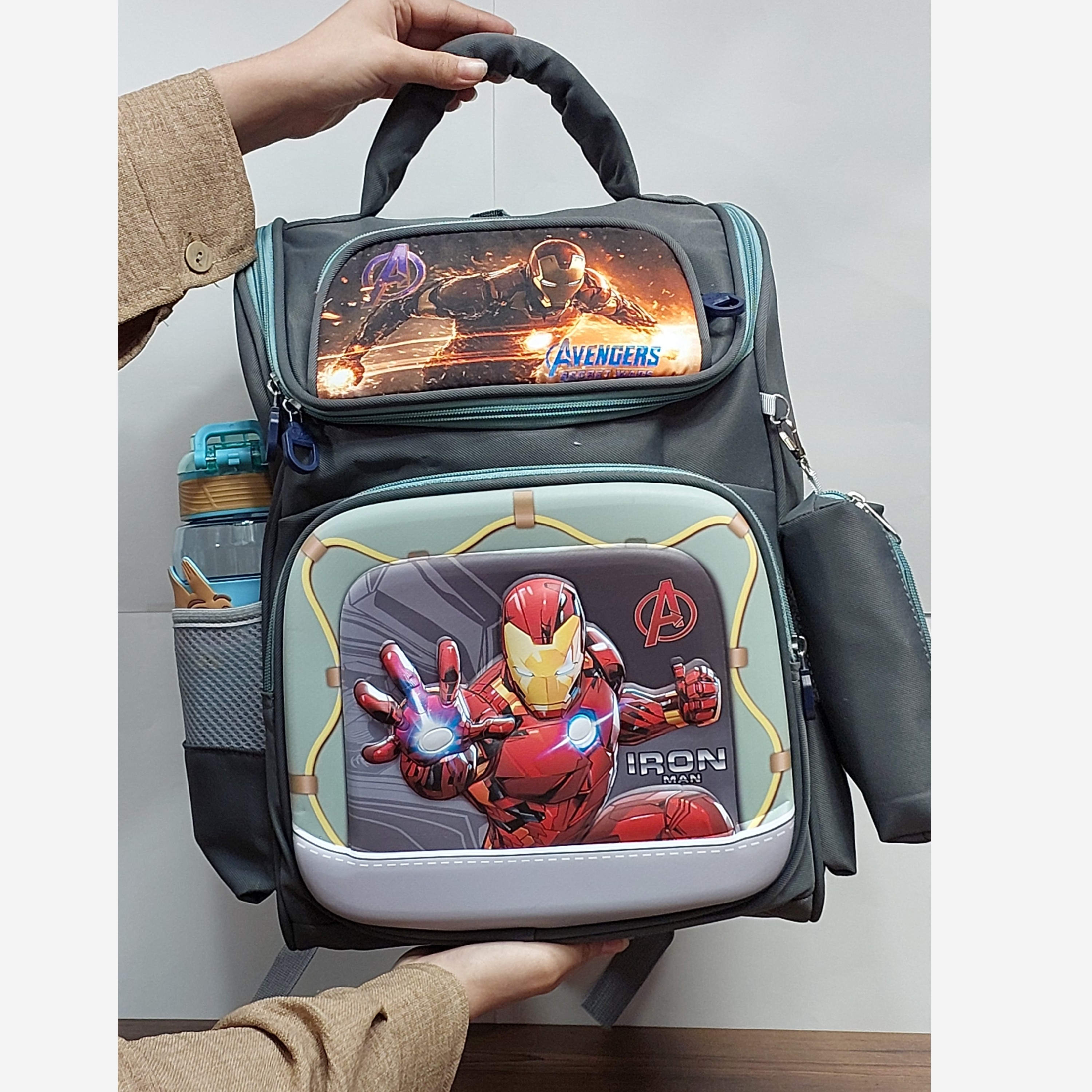کوله پشتی مدرسه پسرانه صندوقی طرح IRON MAN کد 321/1