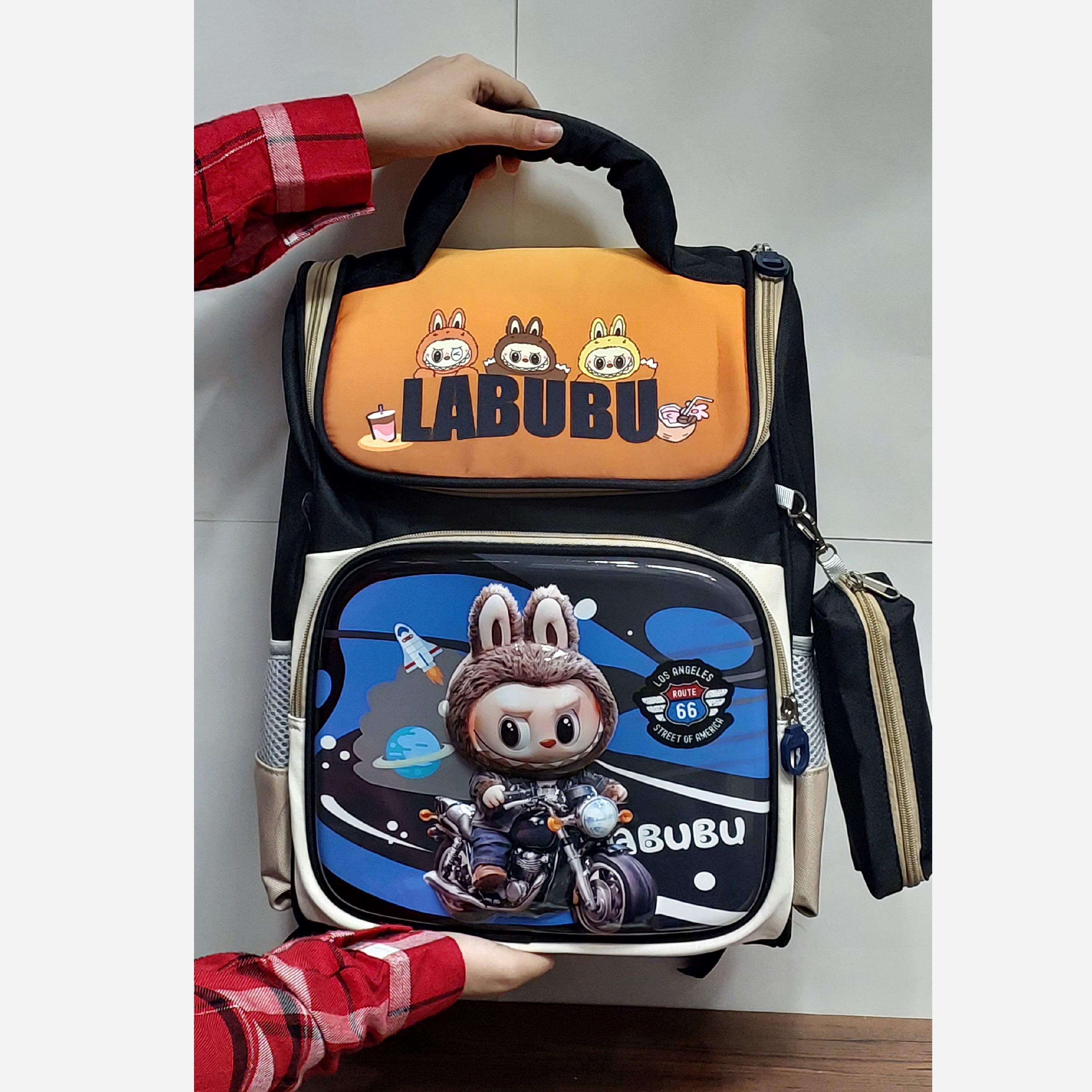 کوله پشتی مدرسه صندوقی طرح برجسته 3 بعدی لبوبو کد4