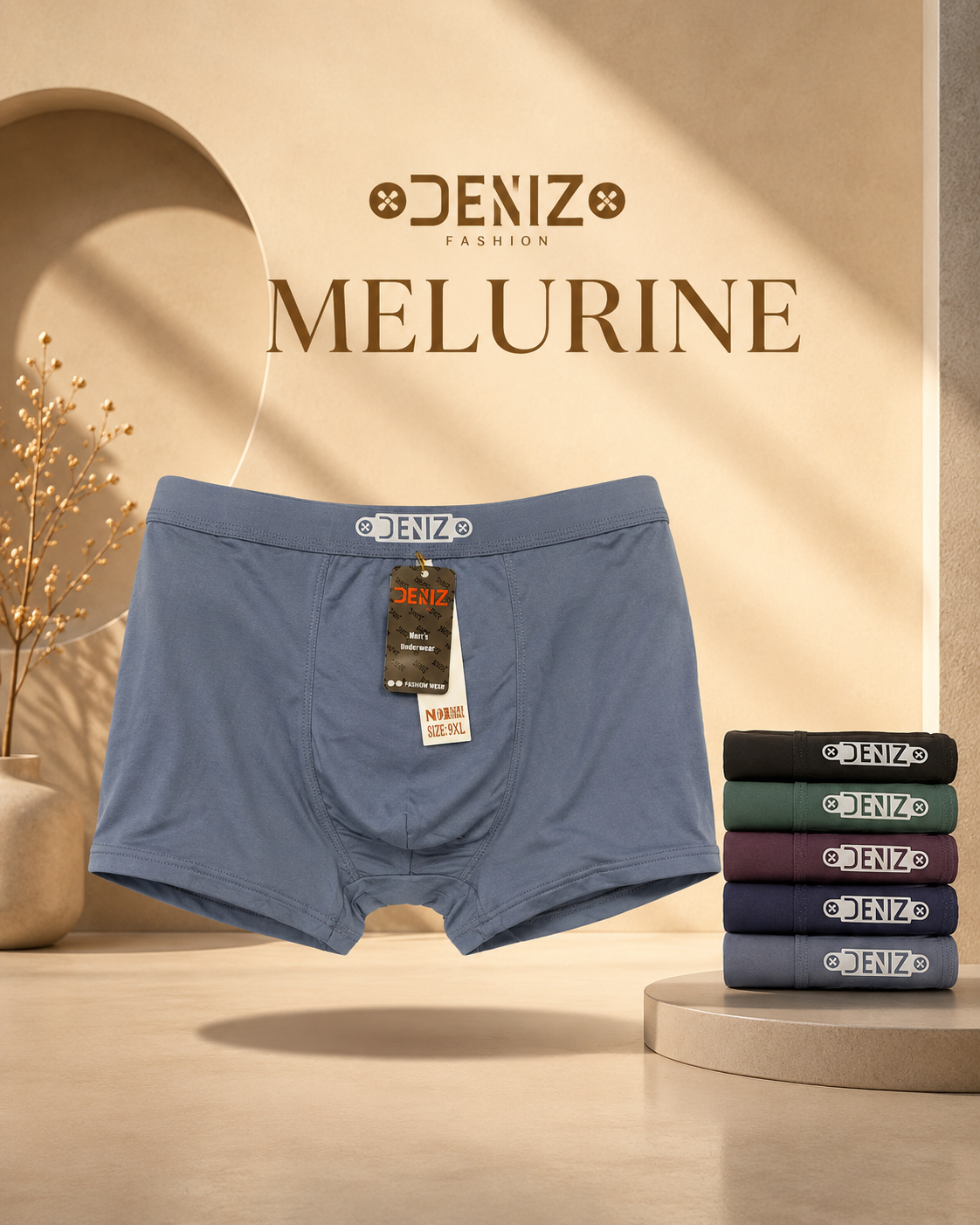 شورت پادار مردانه سایز بزرگ وارداتی برند DENIZ کد 8994